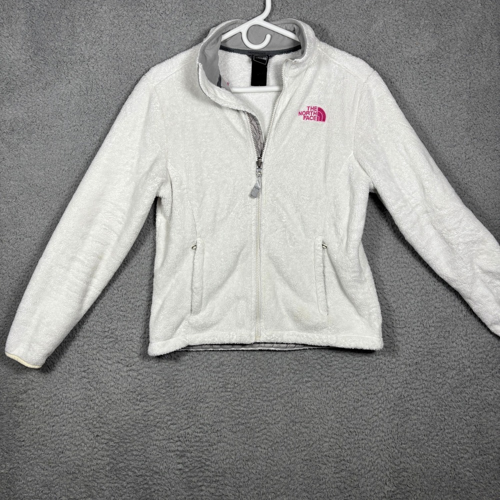 The North Face Womens Full Zip White Fleece Jacket Breast Cancer Awareness Small